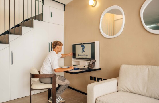 Business professionals staying in a modern corporate apartment in London instead of a hotel