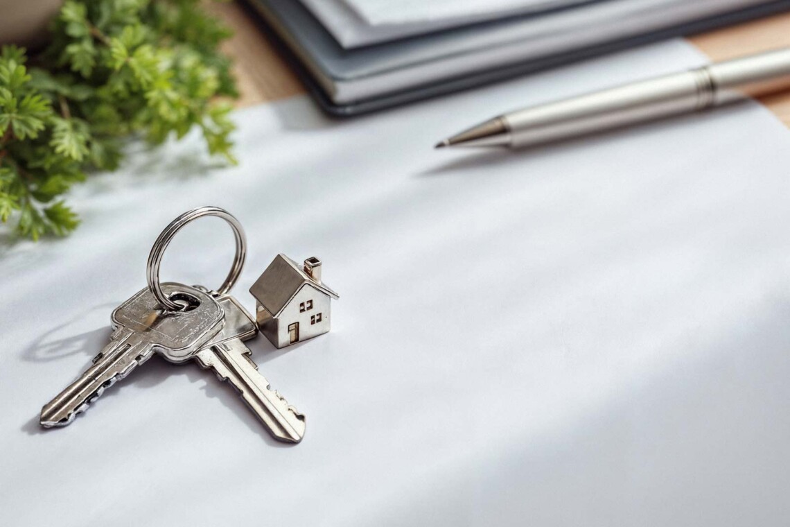 House keys on table in a London property sitting empty
